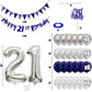 21St Birthday Decorations For Him, Blue Happy 21St Birthday Banner With Navy Blue Silver 21St Birthday Balloons 21 Birthday Cake