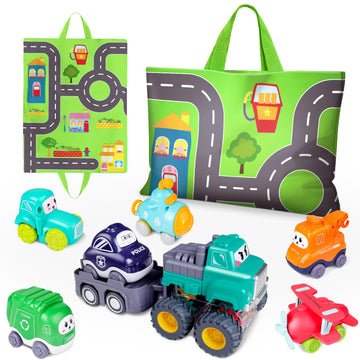 Funmission Baby Boy Toys, Baby Toy Cars 7 Pack, Toys For Boys Aged 18 Months +, Toddler Toys Age 2-3, 7 Toy Cars With Storage Ba