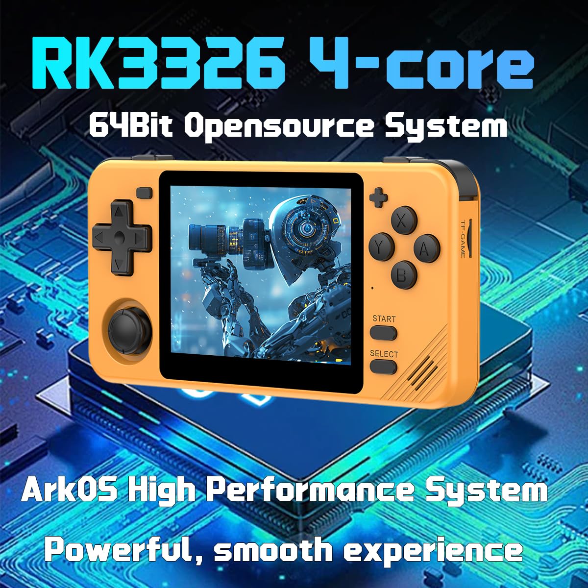 Rgb10X Handheld Game Console 3.5-In 640*480 Ips Oca Screen 2800Mah 64Bit System Yellow