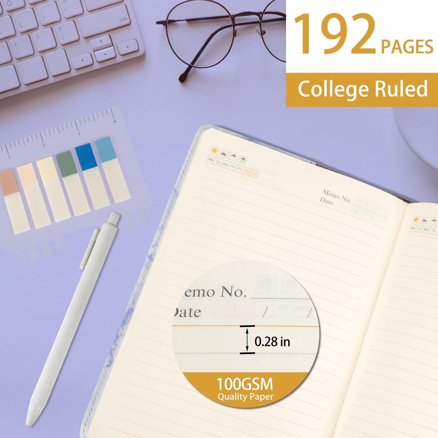 Kutoda Marble Diary With Lock, 2 Pack 192 Pages College Ruled Secret Journal With Lock, Waterproof Diary With Lock, A5 Journal W