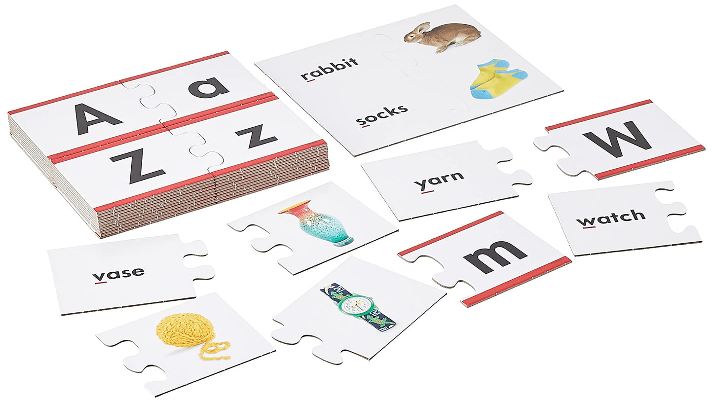 Trend Enterprises: Fun-To-Know Puzzles: Uppercase & Lowercase Alphabet, Learn Letter & Case Recognition, 26 Two-Sided Puzzles, Self-Checking, 52 Puzzles Total, For Ages 3 And Up