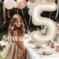 Suwen 40 Inch Cream White Large 5 Number Balloons Big Foil Helium Number Balloons 0-9 Jumbo Happy 5Th Mylar Birthday Party Decor