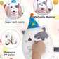 Birthday Stuff Cat Plush Gift - Adorable Blue White Cat Stuffed Doll, Cute Birthday Hat And Cake, Soft Huggable For Kids' Gifts,