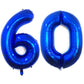 40 Inch Navy Blue 60 Number Balloons Giant Jumbo Huge 60 Foil Mylar Helium Number Digital Balloons Dark Blue Birthday Mylar Digi