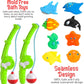 Liberty Imports Magnetic Toddler Bath Toys Set - 2 Fishing Poles, 8 Rubber Sea Animals & Net - Fun Water Play for Kids - Multicolored