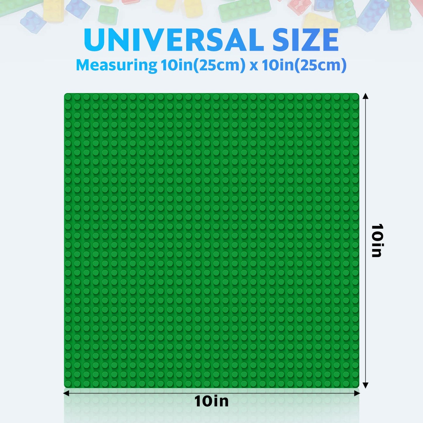 Pokiiulk Classic Building Plates - 10 Large 10"x10" Green Plastic Baseplates, Compatible with Major Brands, STEM Gift for Ages 3+