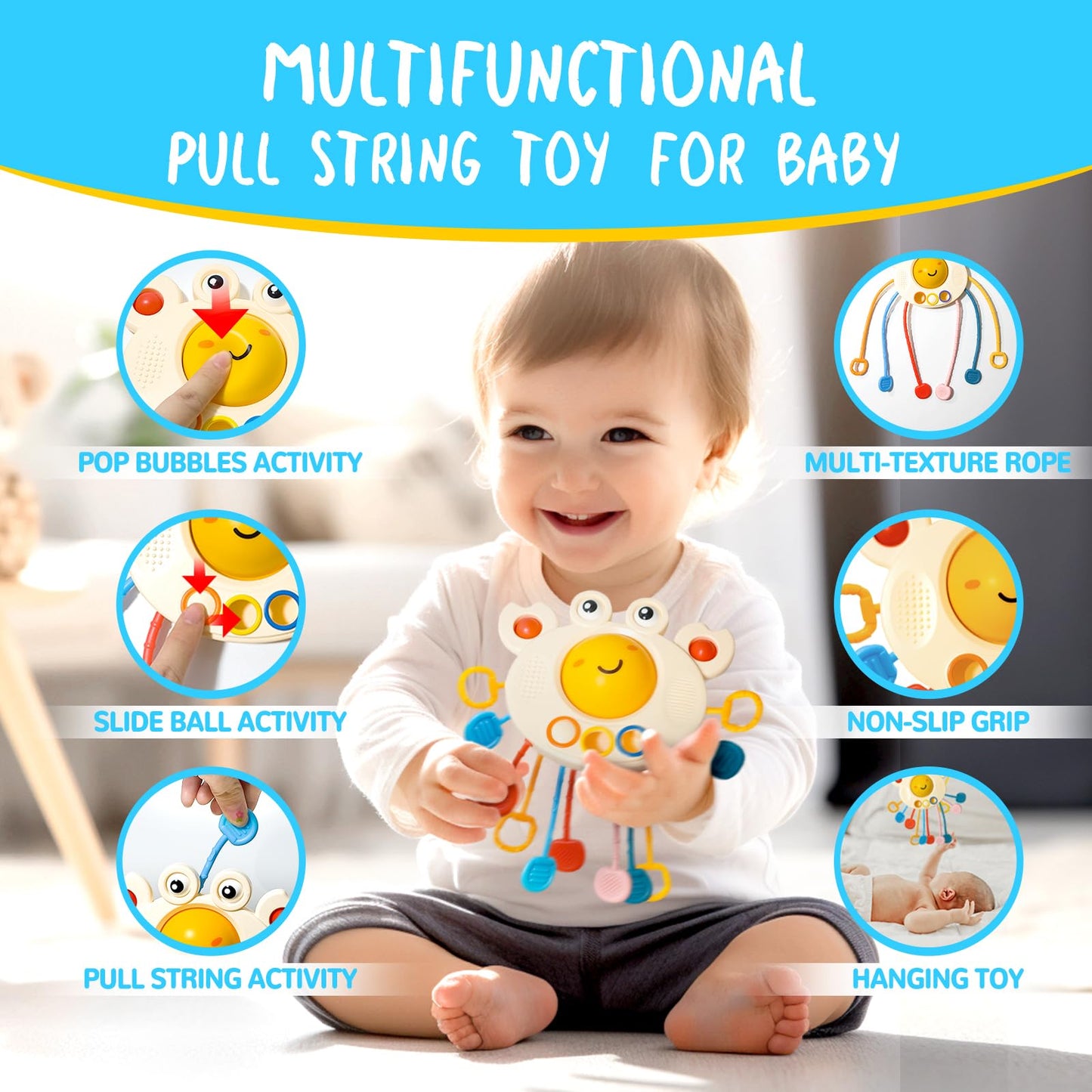 Montessori Toys For Babies 0-3-6-12 Months, 6 In 1 Baby Toys 4 5 6 7 8 9 Month Old, Baby Blocks Stacking Toys, Infant Baby Sensory Development Learning Toys Gifts For 1 2 3 Year Old Boys Girls