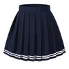 Beautifulfashionlife High Waist White Stripes Pleated Mini Skirts School Uniforms (4Xl,Navy Blue)