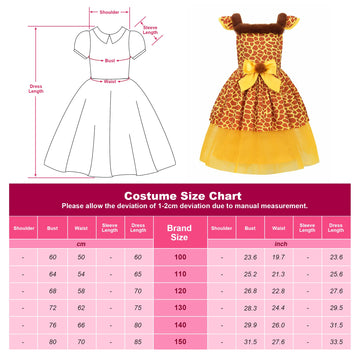 Relibeauty Giraffe Costume Kids Jungle Party Animal Costume Girls Halloween Animal Fancy Dress With Tail,10-12/150