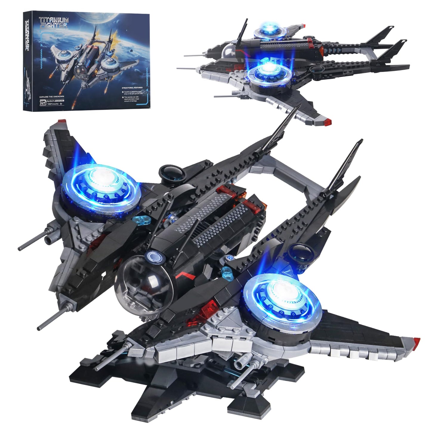 1001PCS Fighter Buildable Starship Building Blocks Set(Compatible with Lego tie Fighter Size) Architecture Model UCS Collectible Toy Best Choice Present for 14+ Kids or mature-themed