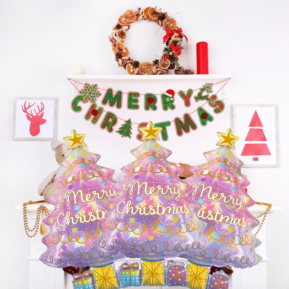 Hadckja Pink Christmas Tree Balloons Christmas Balloons Christmas Tree Foil Balloons For Christmas-Themed Party Birthday Party S