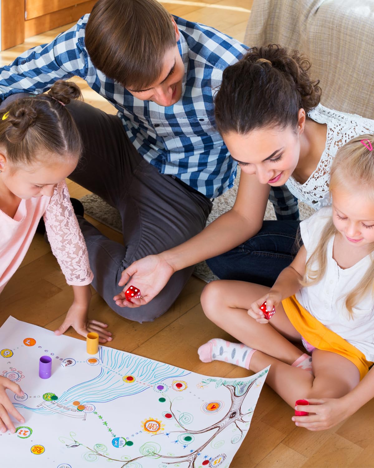 Bluemoona 10 Pcs 16mm 6 Sided Dice D6 RPG D&D Transparent Red + Bag Set