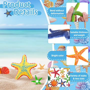 Yujun 16 Pieces Big Diving Pool Toys, Beach Colorful Starfish Summer Swimming Underwater Pool Toys Soft Rubber Dive Throw For Kids Birthday Swimming Pool Party Favors Fish Tank Stuffer (2 Sizes)