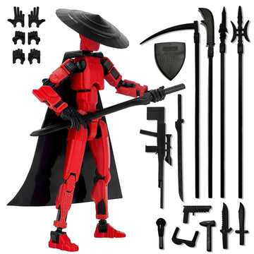 Pkghokids Already Assembled T13 Action Figure Accessories,Dummy 13 T13 Multi-Jointed Movable 3D Printed Toys (Red)
