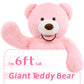 Maogolan Giant Pink Teddy - 6Ft Stuffed Animal, Smiling Face, Large Plush - Life Size Gift For Valentines Day, Anniversary, Birthday