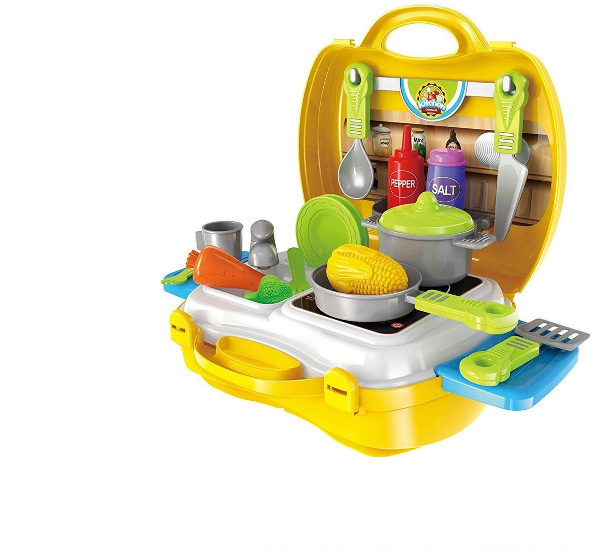 ANG Ultimate Kid Chefs Bring Along Kitchen Pretend Play Toys Suitcase Set (Yellow)