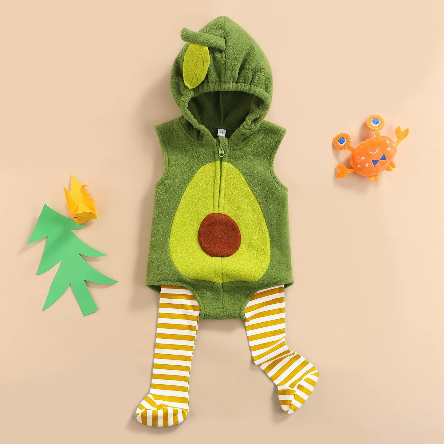 Newborn Baby Girl Boy Halloween Costume Avocado Onesie Romper Jumpsuit Hooded Birthday Party Cute Cartoon Clothes (Avocado Costu
