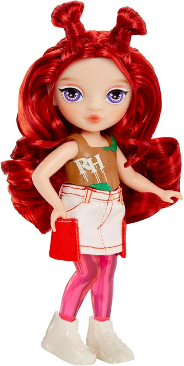 Rainbow High Littles Rainbow Fantasy Fairies + Pet - Apple, Red 5.5 Posable Small Doll & Fantasy Deer Pet With Interchangeable F