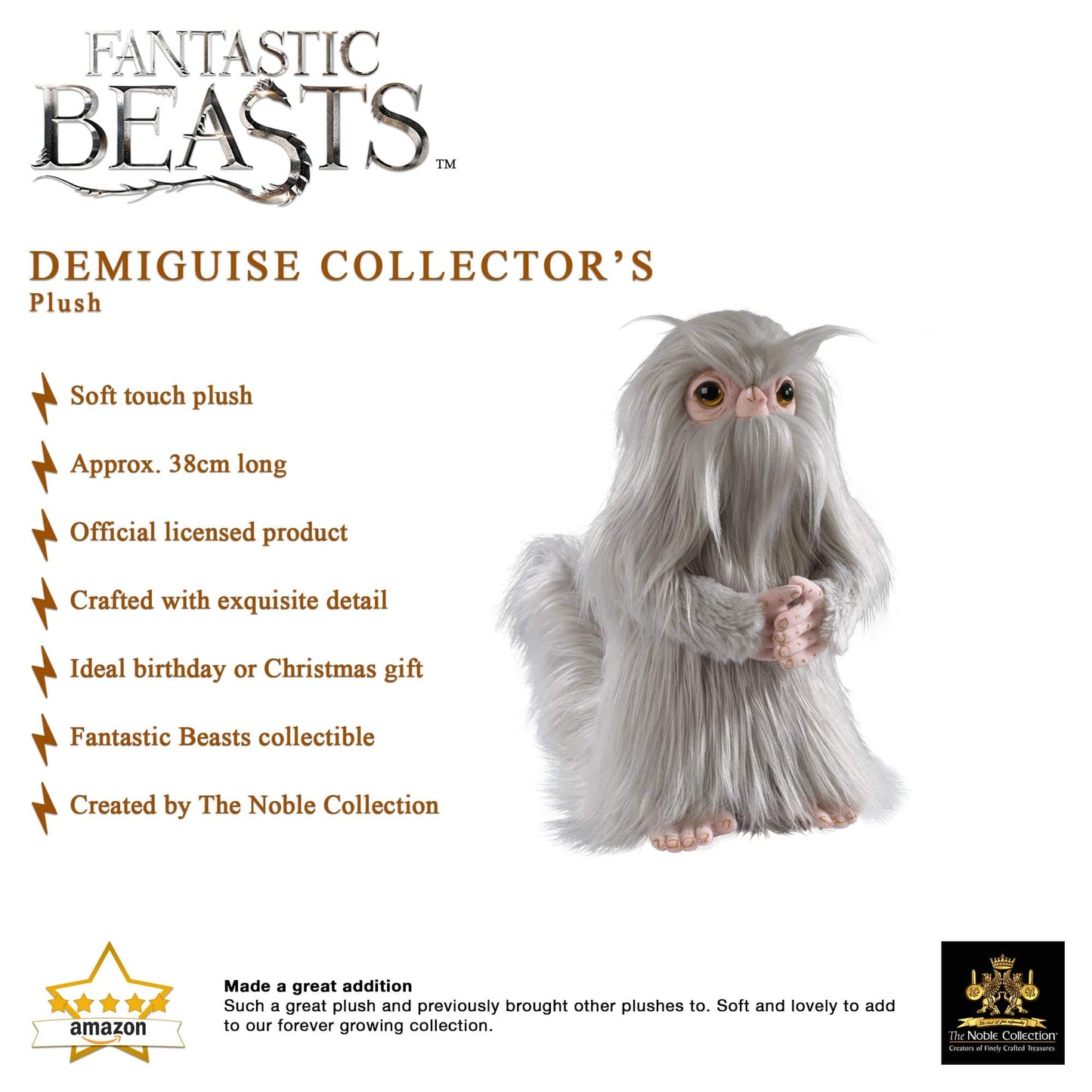 The Noble Collection Fantastic Beasts Demiguise Plush 13" Grey Polyester Model 58563