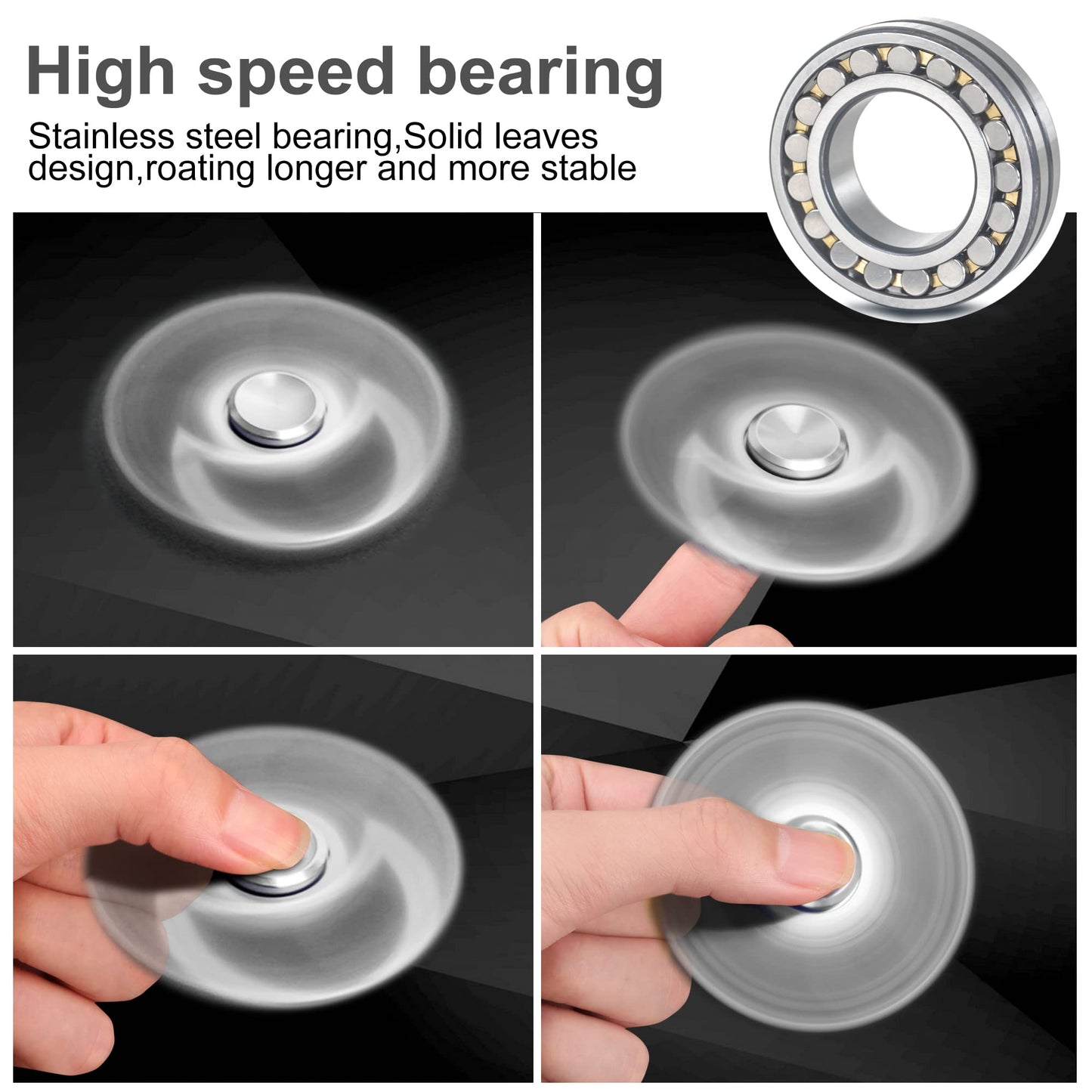 ATESSON Fidget Spinners Toy  4 to 10 min Spins  Ultra Durable Stainless Steel  Bearing High Speed Precision Metal Material Hand Fidget Spinner for Kids/mature-themed