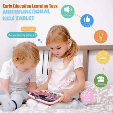 Wenbeier Kids Tablet Toddler Learning Pad With Led Screen Teach Alphabet Numbers Word Music Math Early Development Interactive E