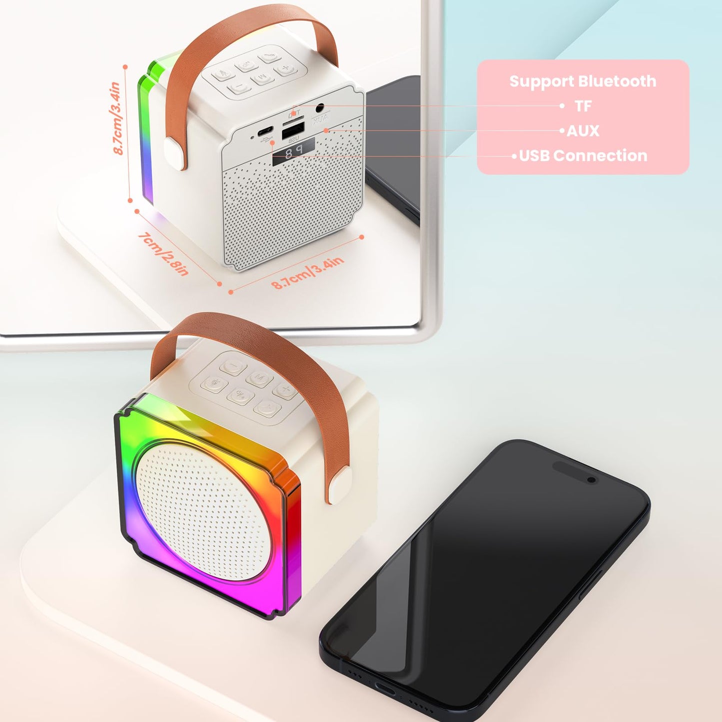 Karaoke Machine Guyucom Mini Speaker Toys With Bluetooth Microphone Toddler Boys Girls Kids For Ages 2-4 Birthday Gifts With Colorful Light Teen Girl Gifts Trendy Stuff For Kids 8-12, Portable Quality