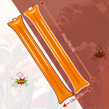Civaner 48 Pieces Thunder Sticks Team Spirit Boom Sticks Cheering Sticks Plastic Cheerleading Spirit Stick Clapper Inflatable Noise Makers For Sporting Events Dance (Orange)