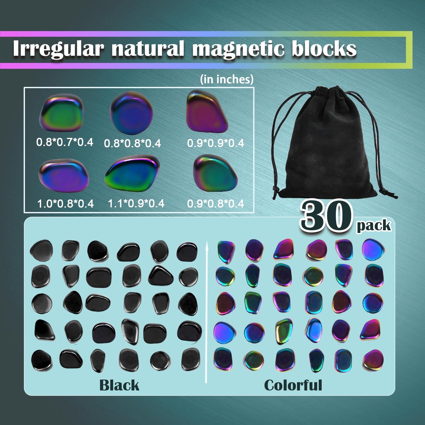 Fsfhsj 30 Pcs Large Fridge Magnets, Hematite Magnet Fidget Kit, Irregular Refrigerator Magnets For Kitchen, Diy Educational Scie