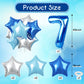 40 Inch Number 70 Balloons For Men, Dark Metallic Blue Large 70Th Birthday Balloon Decor, Silver Light Royal Sky Teal Blue Self