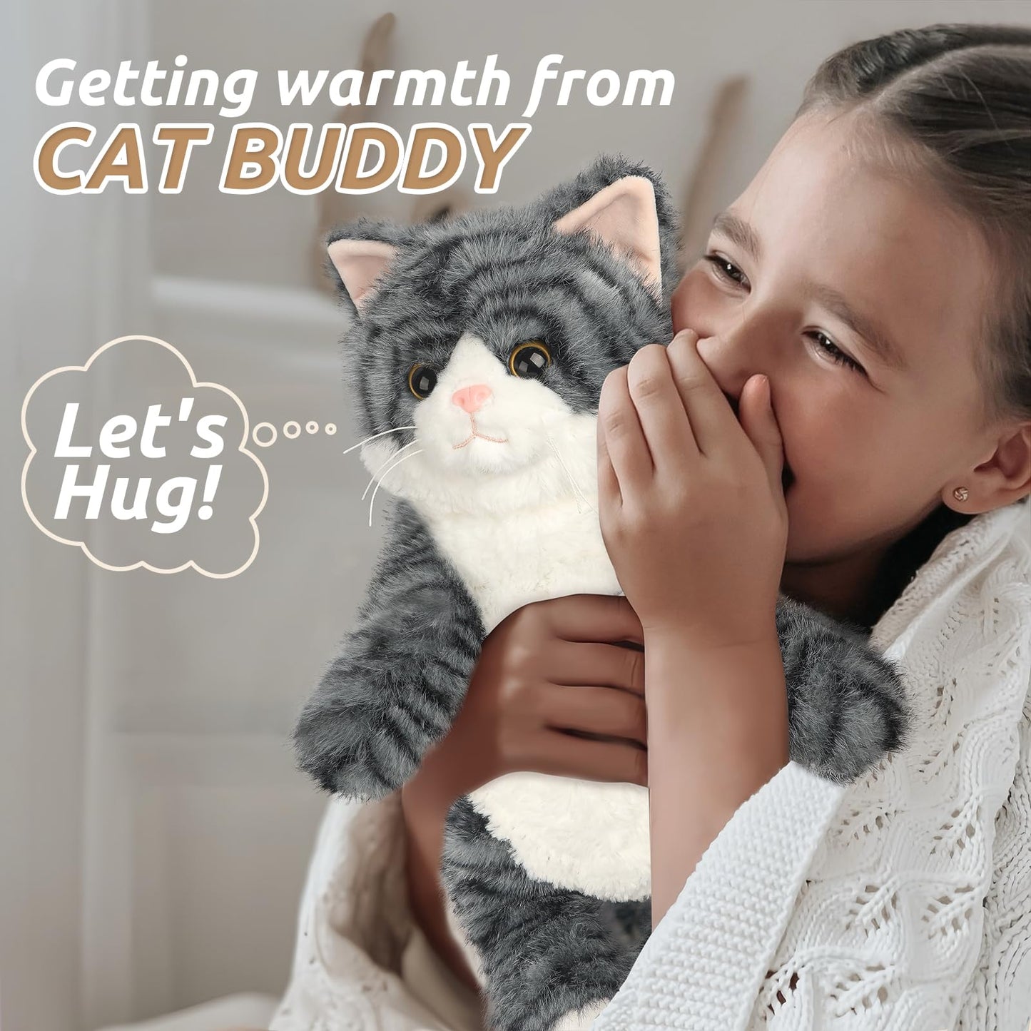 2Pcs Cat Stuffed Animals  Microwavable Stuffed Animal Adorable Fluffy Tabby Cat Plush for Warmth  Heatable Coolable Lavender Scent Cat Plush Toys  Cute Soft Cat Plushies for Kids mature-themeds Girl Boy Gifts