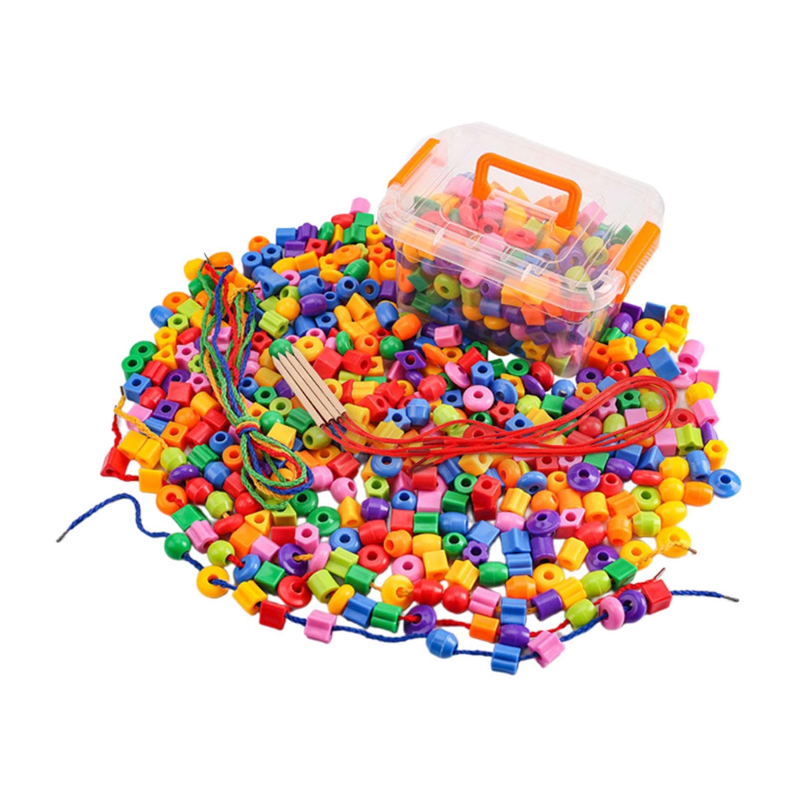 Ilsmysutra Lacing Beads Set Pattern Block Fine Motor Skills Toy For Ages 3 4 5 Year Old 160 Beads|Toys For Baby|Developmental Ba