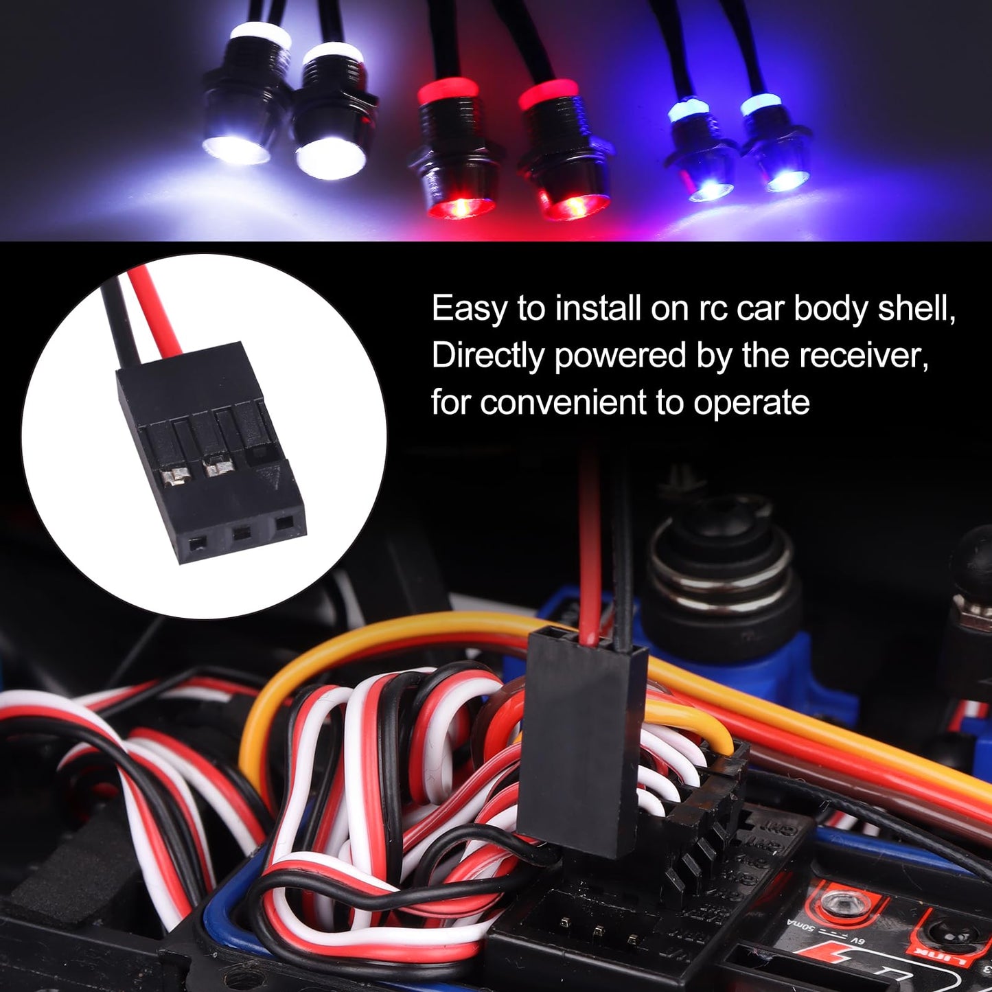 Hobbypark 6 Led Rc Light Kit Headlights Taillight Leds For Traxxas Slash Rustler Arrma Axial Scx10 Redcat Rc4Wd Hpi Truck Tamiya