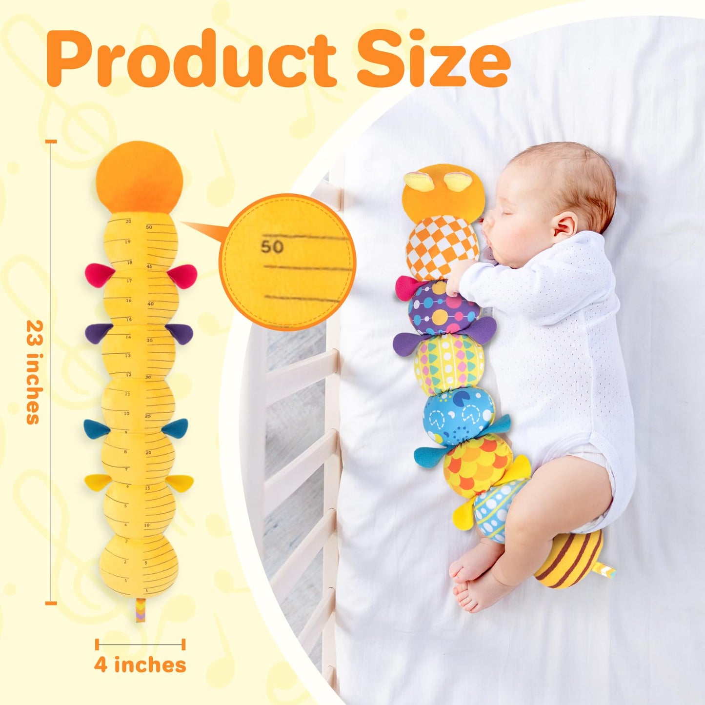 Kmuysl Baby Toys 0-6 6-12 Months, Sensory Music Animal Stuffed Toy For 0 1 2 3 4 5 6+ Months, Plush Toy With Crinkle And Rattles For Infant Newborn, Tummy Time Toys Gifts For 0-3-6-12 Month