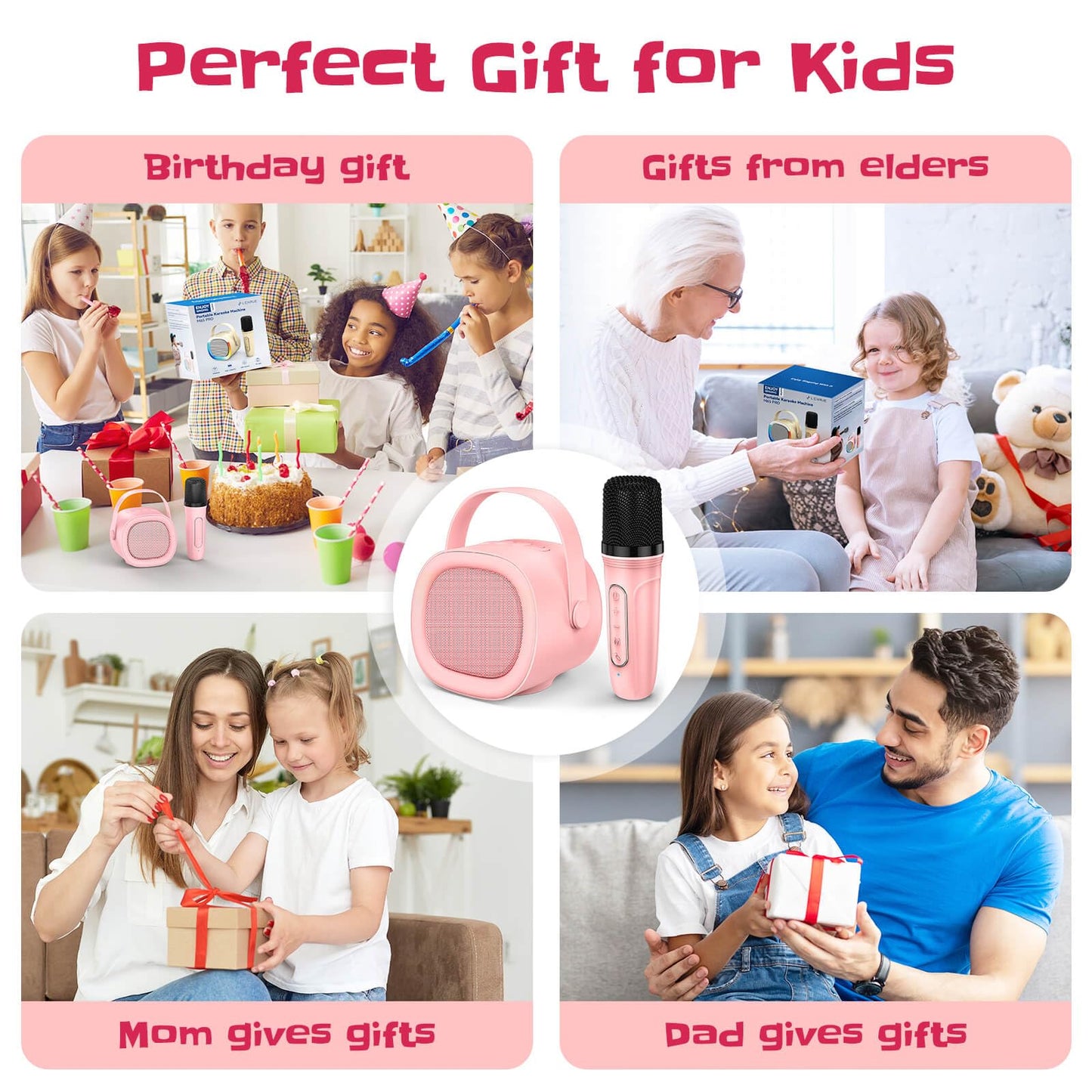 Lenrue Karaoke Machine For Kids With Wireless Microphone, 4 Magic Voices, Karaoke Toys For Girls Boys, Best Birthday Gifts For K