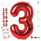 Smlpuame 40 Inch Number Balloon 0-9 Red Large Number 3 Balloons,Digital Balloons For Birthday Party Celebration Decorations Supp
