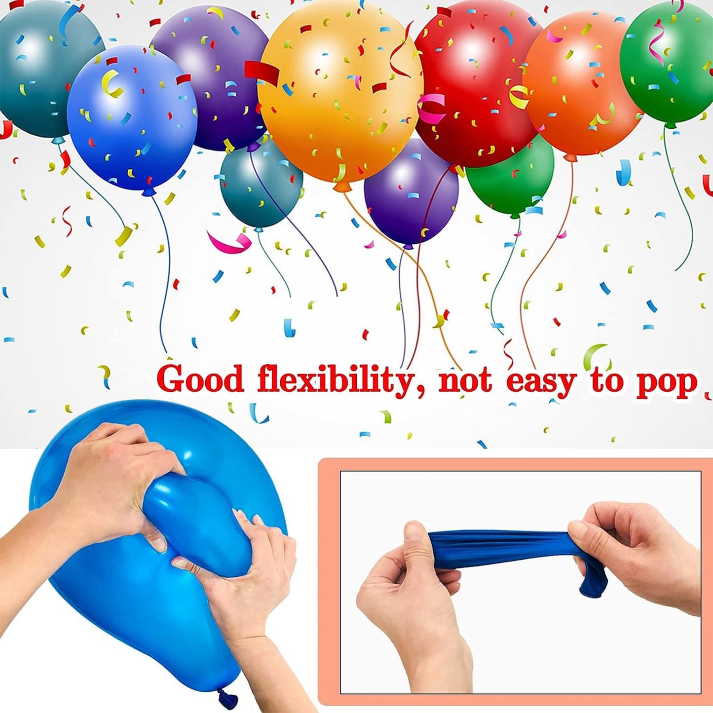 68Pcs Blue And White Balloons Kit 12 Inch, Blue Confetti Balloons Light Blue Baby Blue Pearl White Party Balloons With Ribbons F