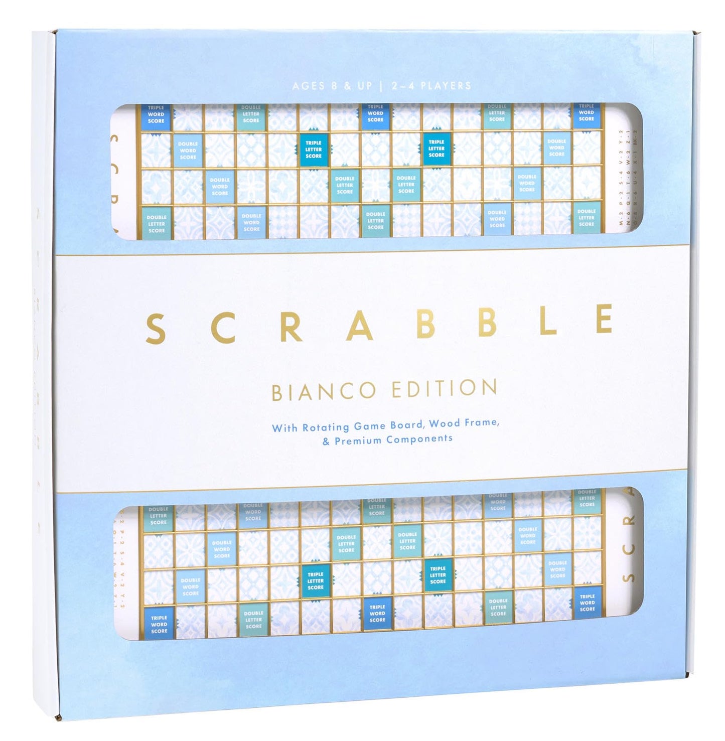 Ws Game Company Scrabble Bianco Edition With Rotating Wooden Game Board
