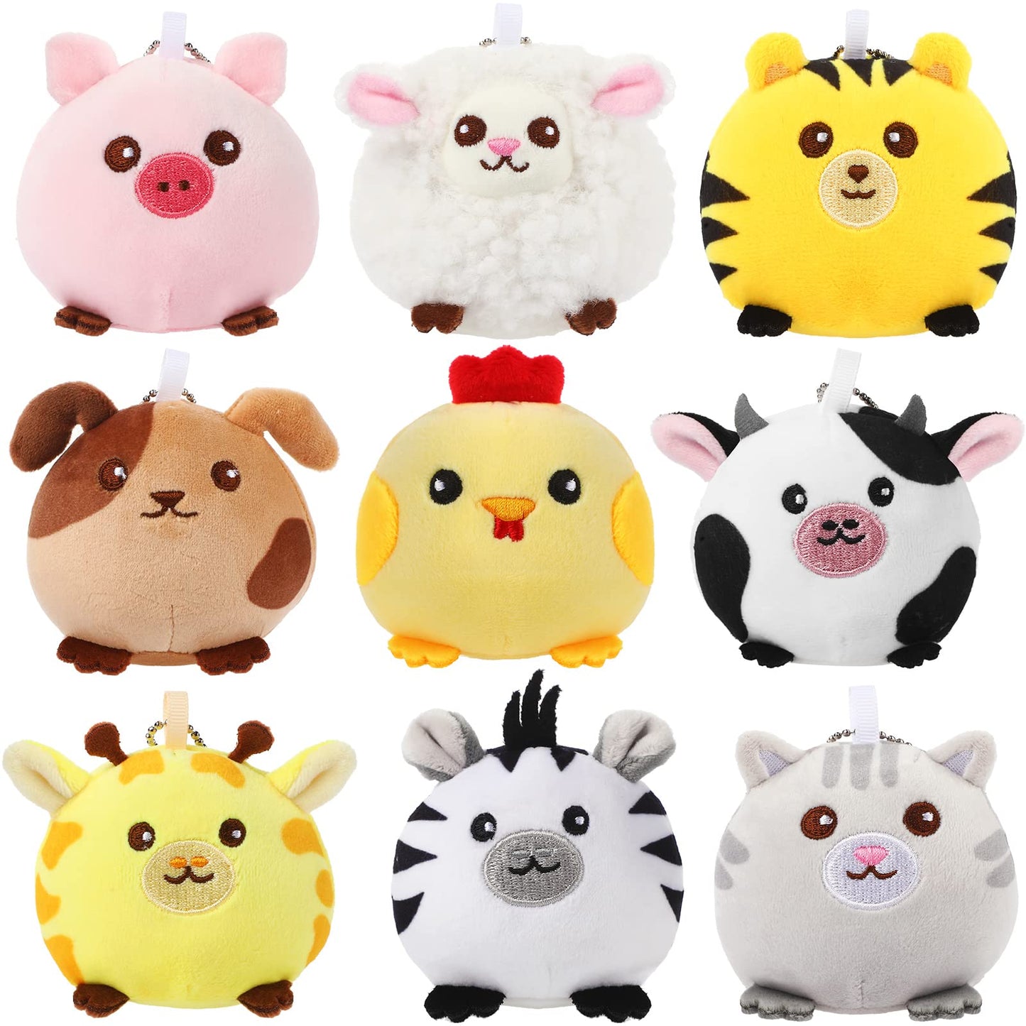 Skylety 9 Pcs Mini Plush Stuffed Animals Bulk 3.15 Inch Cute Soft Decompress Animals Plush Toys For Baby Shower Birthday Party Gifts Classroom Prizes Easter Basket Stuffers (Mixed Animals)