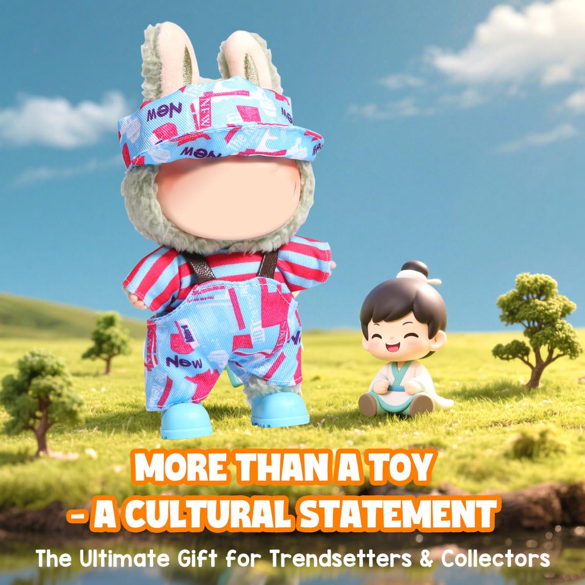 AICase for Labubu Clothes/for Labubu Outfits Clothes Set for 17cm Lububu Doll 3 Piece Set Hat Clothing for LA BUBU  Boys and Girls Stylish Adorable Dolls Clothes Accessories (No Doll) -1