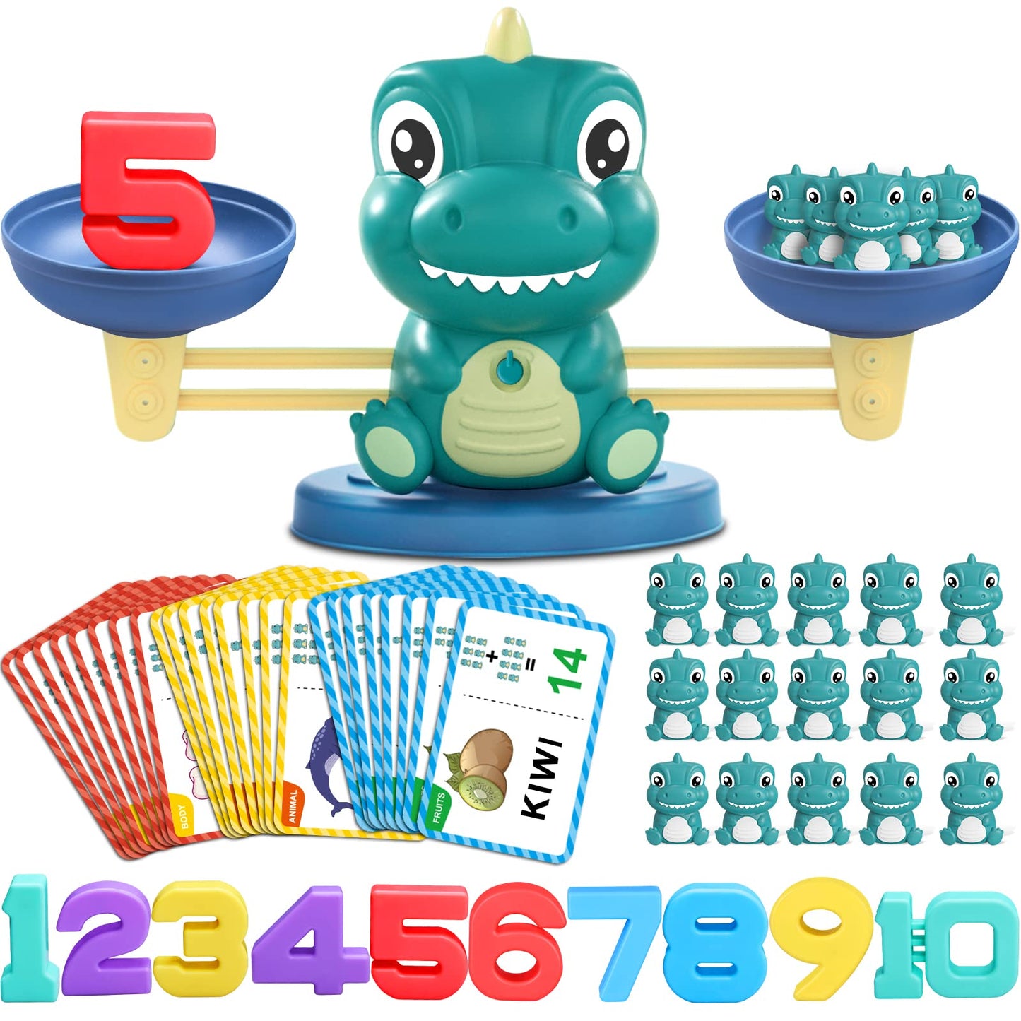Kaodezhu Dinosaur Math Balance Toys - Montessori Toys For 3 Years Old Kids, Learning And Educational Toys For Boys And Girls - B