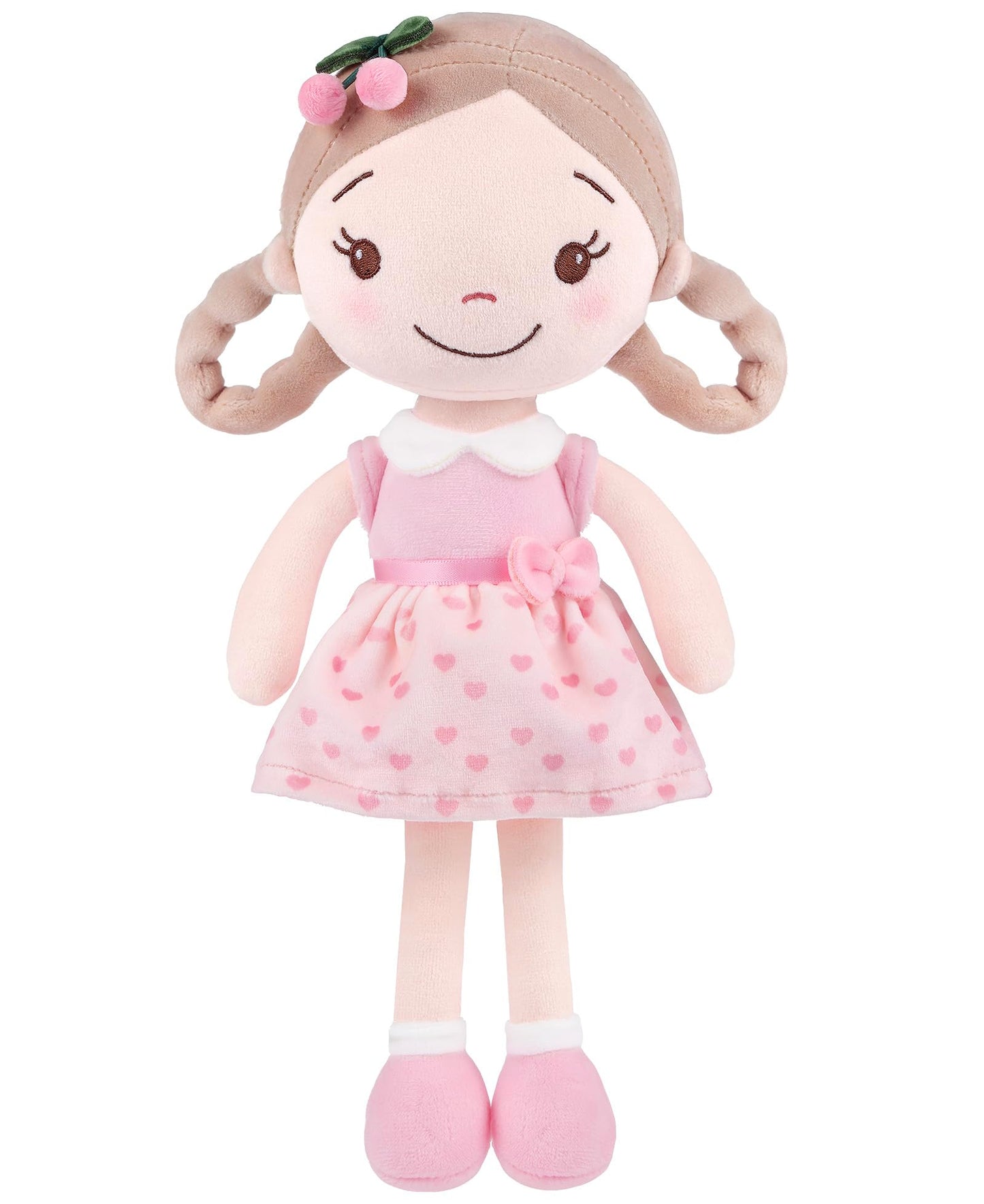 GAGAKU Soft Plush Baby Doll for Girls (12 ) - My First Baby Doll Gift for Girls  Toddlers & Infants  Machine Washable Rag Doll Toy - Cherry Girl