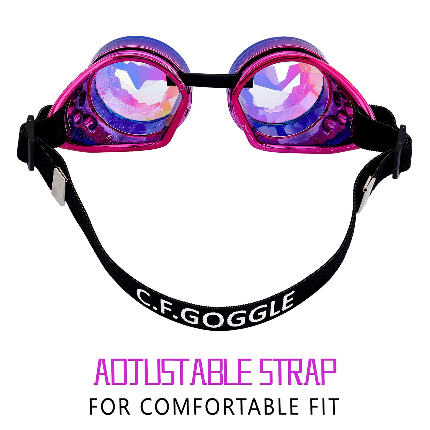 Steampunk Glasses For Raves Trippy Psychedelic Kaleidoscope Goggles With Rainbow Crystal Glass Lens