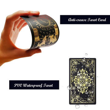 Vovcig 78 Tarot Card With Guidebook,Black Tarot Cards For Beginners Tarot Deck Set,Pvc Waterproof Tarot Cards,Divination Tool(Standard Size,Black)…