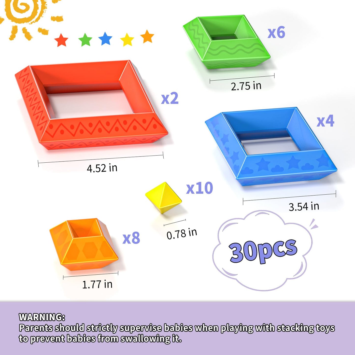 Blocks Building Toys For Toddlers 1-3 3-5, Pyramid Stacking Blocks Preschool Educational Toys For Ages 2 3 4 5 6 Boys & Girls Le