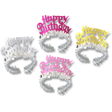 Happy Birthday Tiaras W/Fringe
