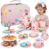 Kids Tea Party Set for Little Girls Birthday Gift Toys for 3 4 5 6 7 8 Year Old Girls, Cute Princess Play Toddlers Tin Tea Set,
