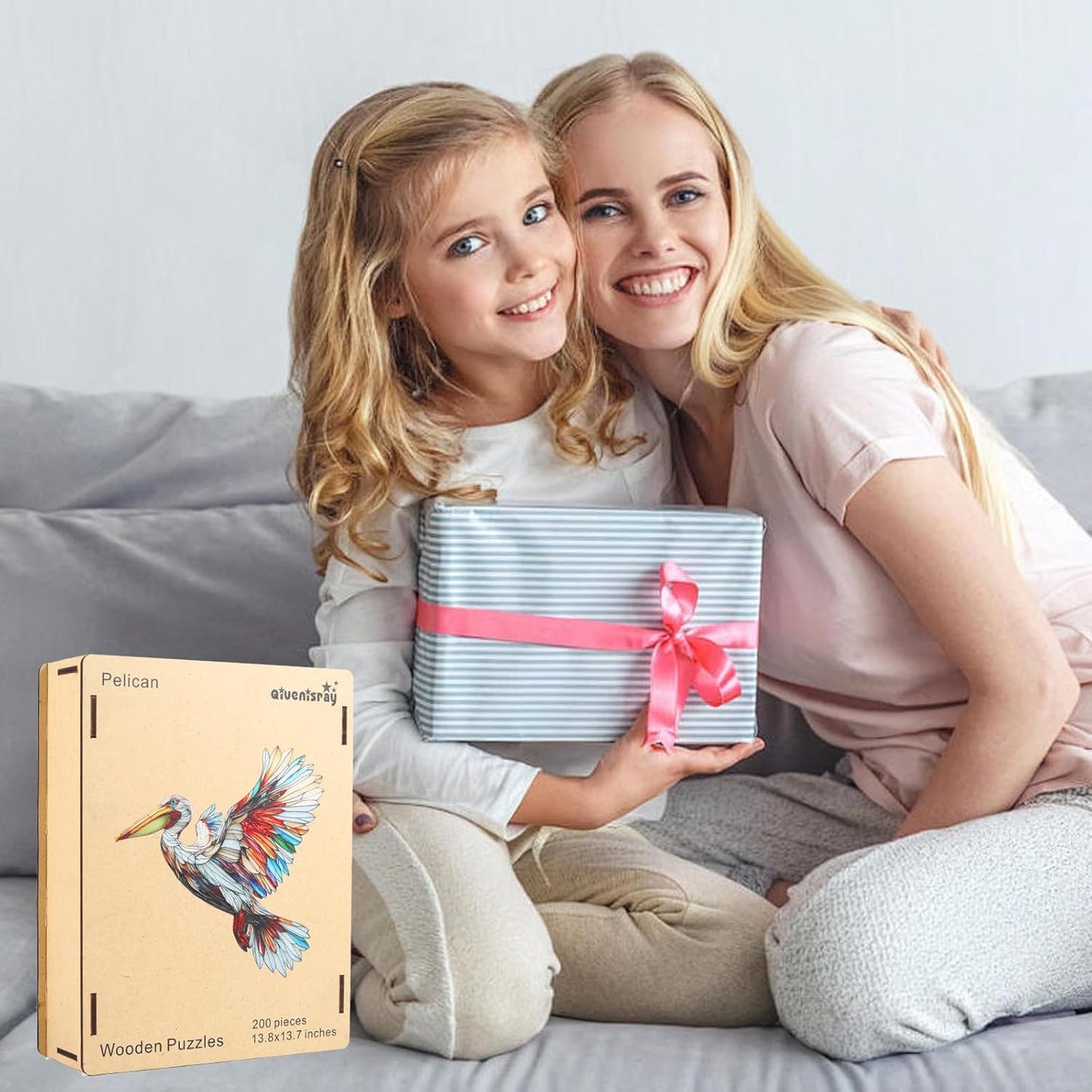 Qiuenisray Wooden Puzzles for mature-themeds  Pelican Jigsaw Puzzles  Unique Shape mature-themed Puzzles  Irregular Christmas Thanksgiving Gifts for Family Friend(13.8 * 13.7 in-200pcs)