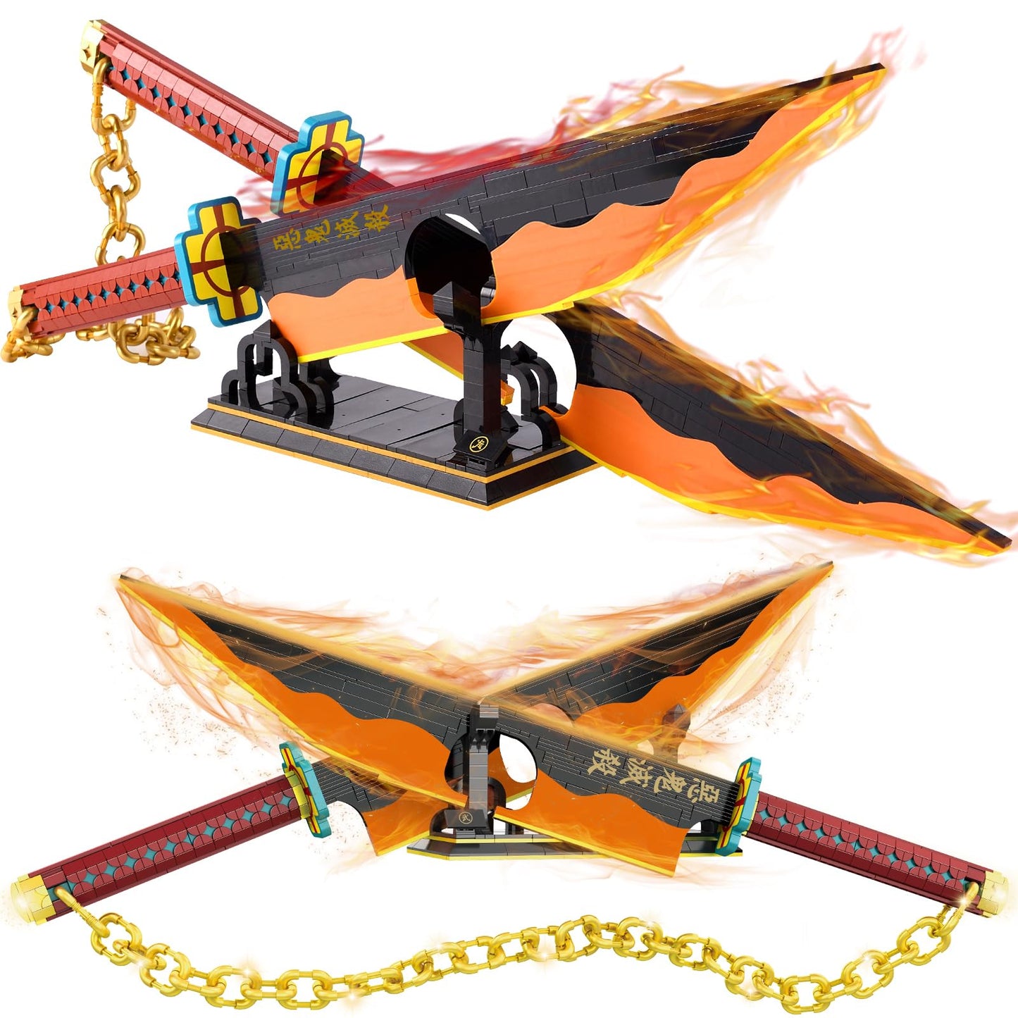 HIGH GODO Demon Slayer decorative replica blade Building Set  82.6in Katana Anime Cosplay decorative replica blade with Stand Holder  Samurai decorative replica blade Building Set for mature-themeds and Kid 8+(1479 Pieces)