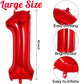 Red Number 1 Balloon 40 Inch, Big Large Foil Helium Number Balloons, Jumbo Giant Mylar Number 1 Balloons For 1St First Birthday
