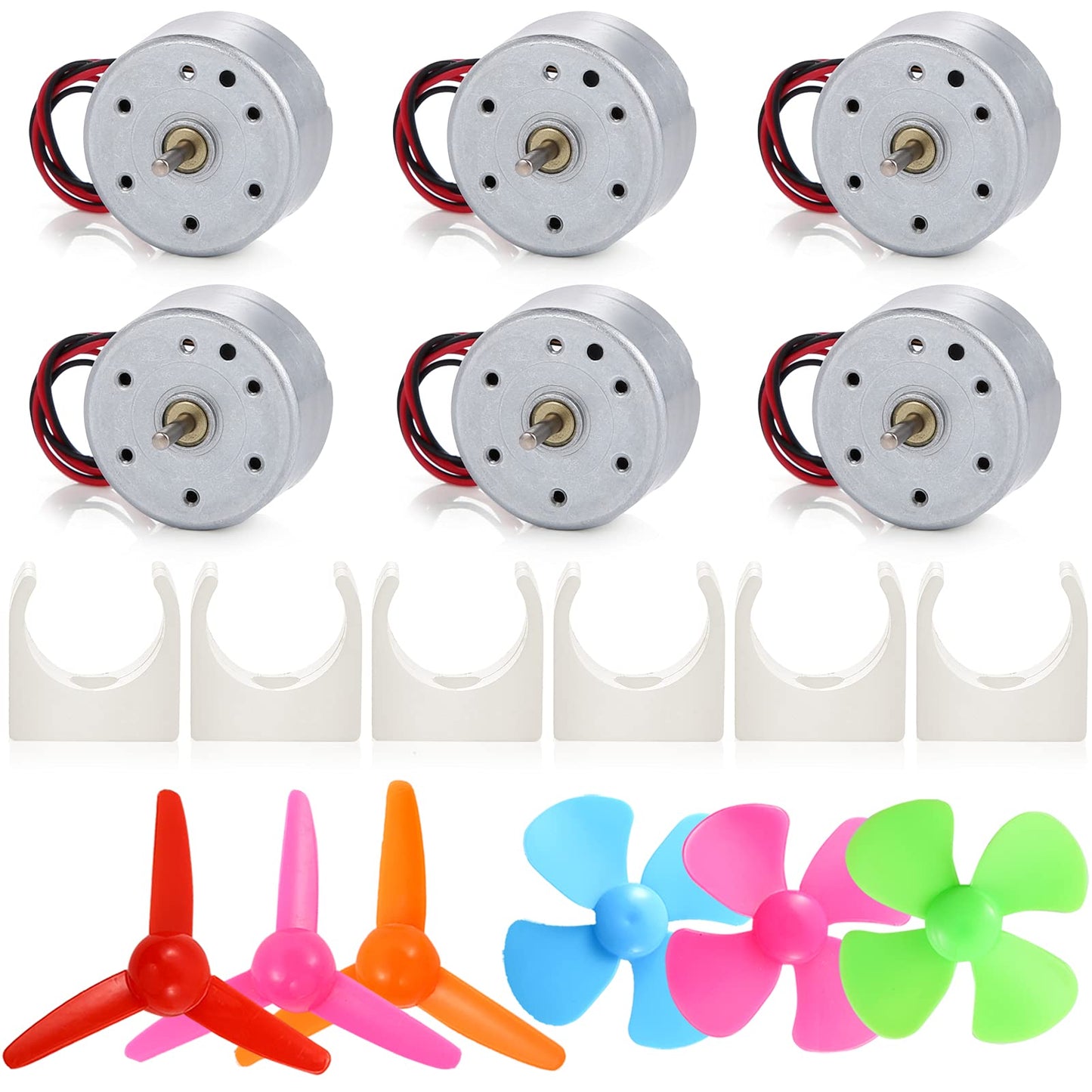 Sntieecr 6 Set Mini Generator Motors 3V-12V DC Motor  Wind Turbine Generator with Mini Fan Leaf and Plastic Motor Holder for DIY Educational Physics Experiment